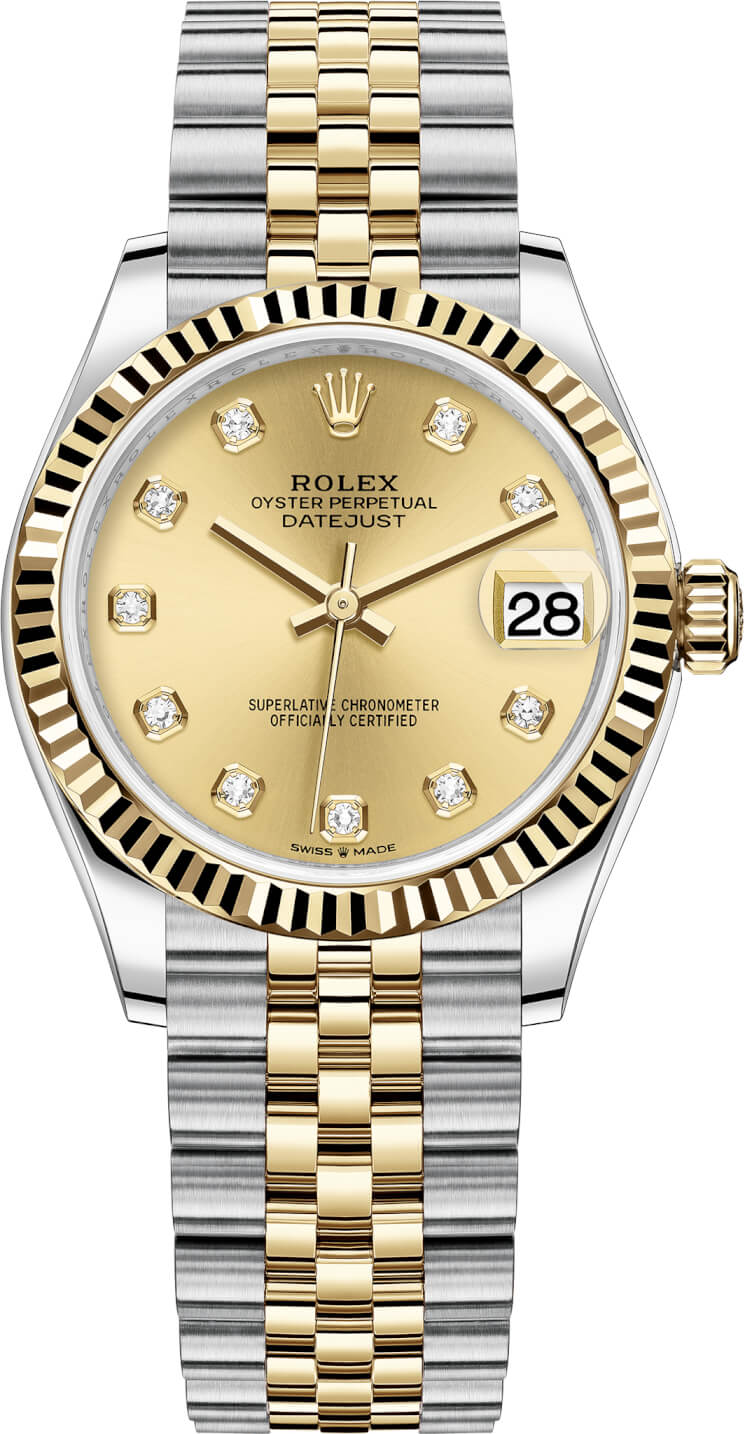 Datejust 31mm Stainless Steel and Yellow Gold 278273 Champagne Diamond Jubilee