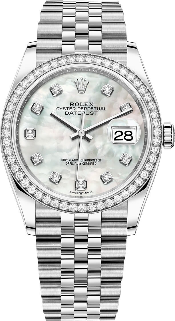 Datejust 36mm Stainless Steel 126284RBR White MOP Diamond Jubilee