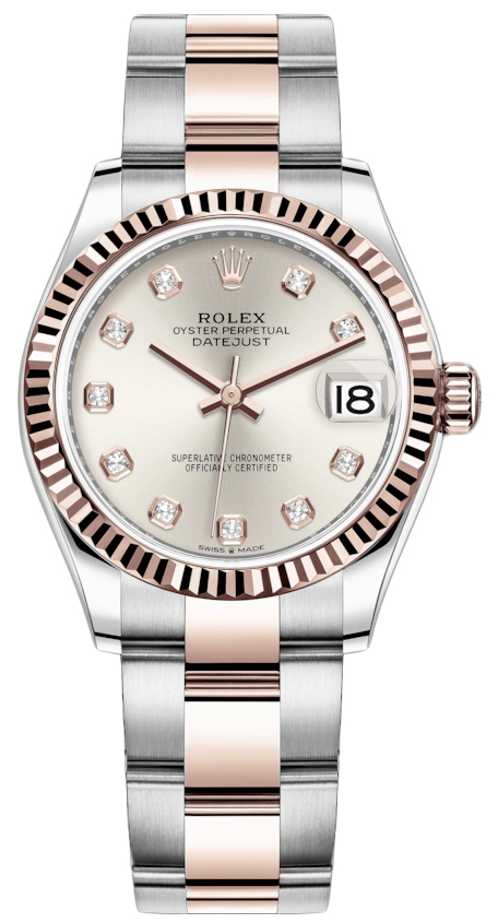 Datejust 31mm Stainless Steel and Rose Gold 278271 Silver Diamond Oyster