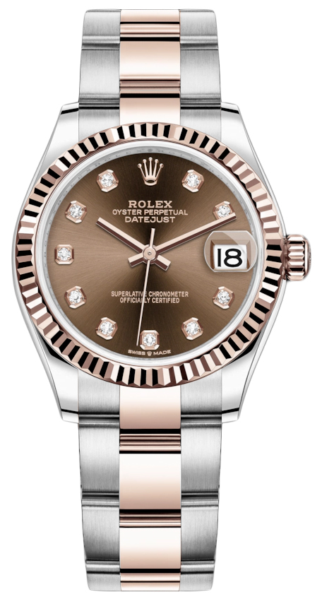 Datejust 31mm Stainless Steel and Rose Gold 278271 Chocolate Diamond Oyster