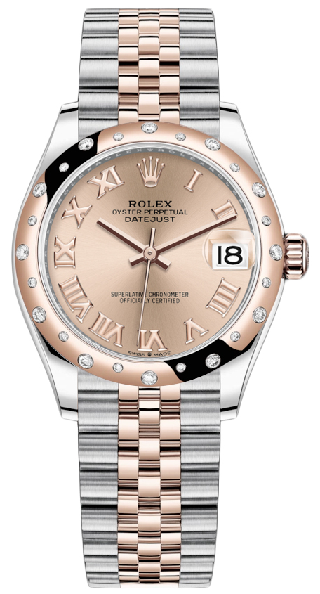 Datejust 31mm Stainless Steel and Rose Gold 278341RBR Rose Roman Jubilee