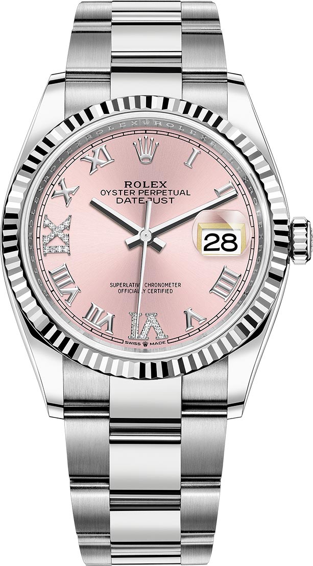 Datejust 36mm Stainless Steel 126234 Pink Roman VI IX Oyster