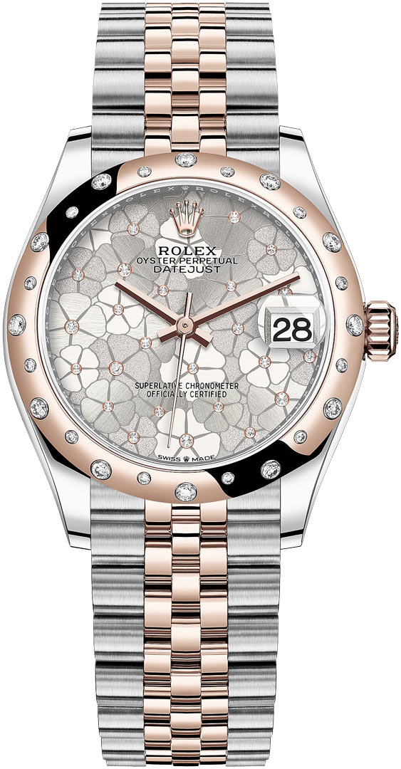 Datejust 31mm Stainless Steel and Rose Gold 278341RBR Silver Floral Jubilee