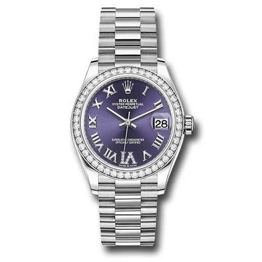 Datejust 31mm White Gold 278289RBR Aubergine VI Roman President