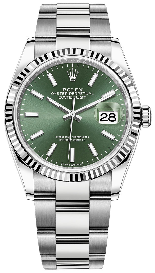 Datejust 36mm Stainless Steel 126234 Mint Green Index Oyster