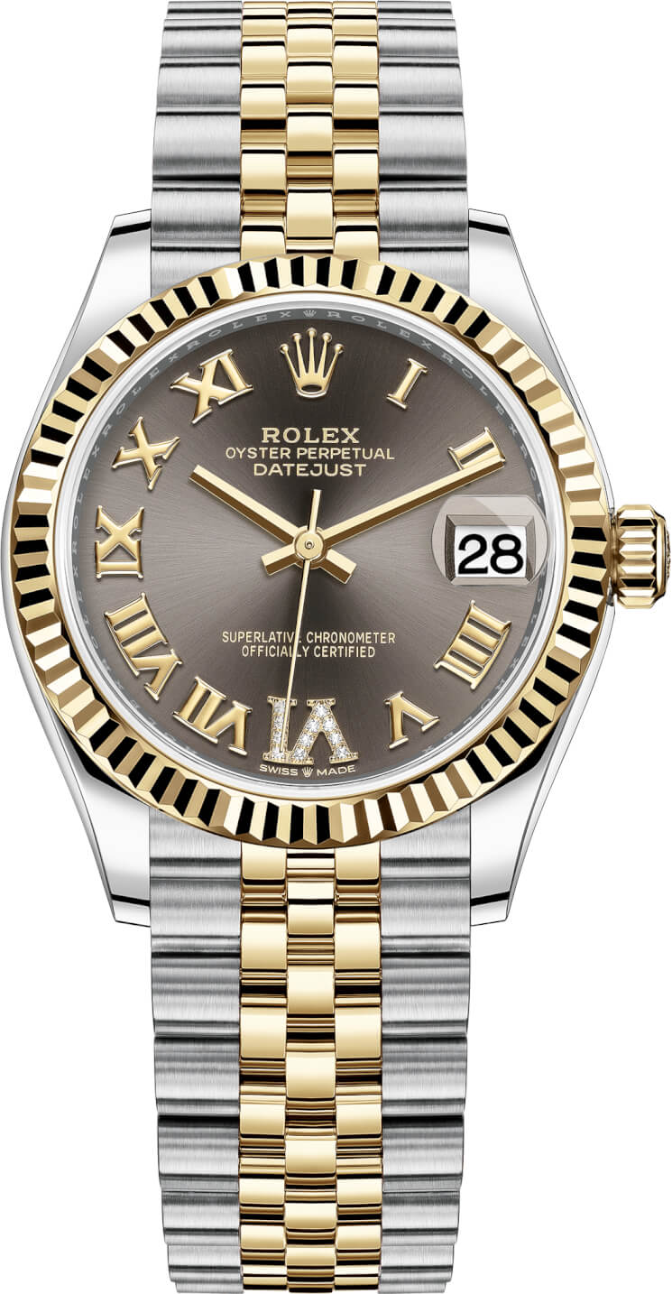 Datejust 31mm Stainless Steel and Yellow Gold 278273 Grey VI Roman Jubilee