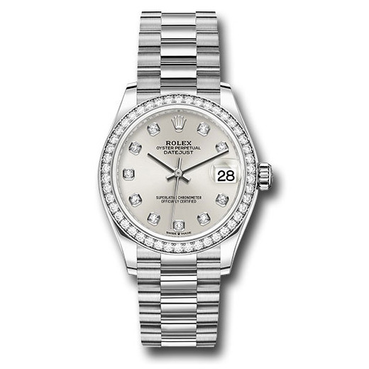 Datejust 31mm White Gold 278289RBR Silver Diamond President