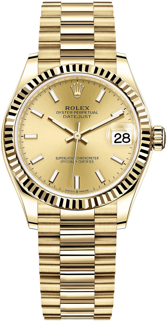 Datejust 31mm Yellow Gold 278278 Champagne Index President