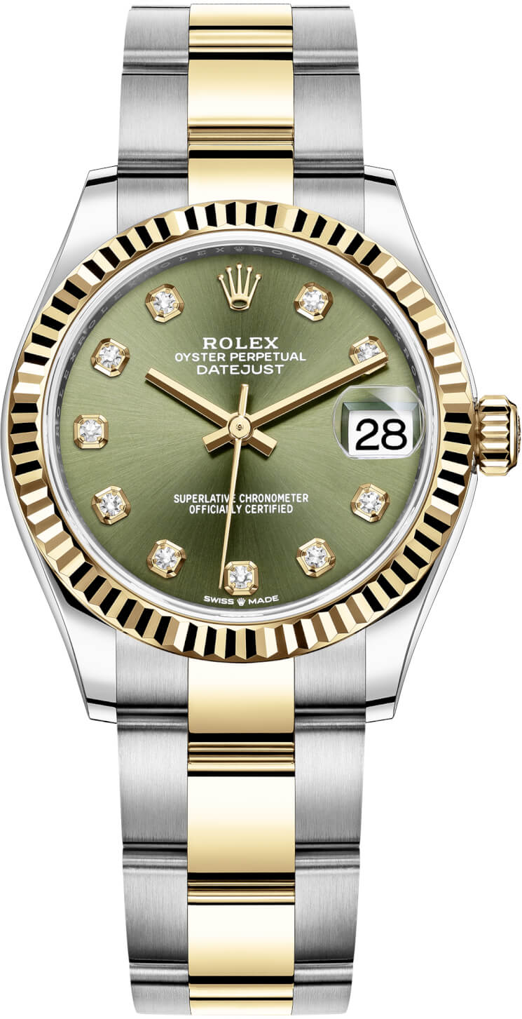 Datejust 31mm Stainless Steel and Yellow Gold 278273 Green Diamond Oyster