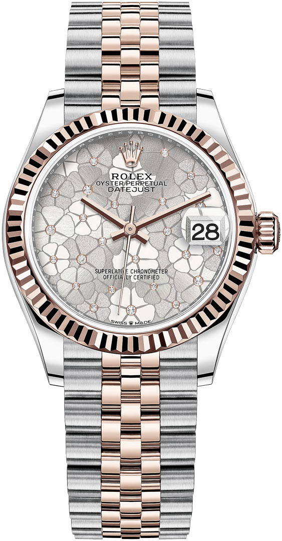Datejust 31mm Stainless Steel and Rose Gold 278271 Silver Floral Jubilee
