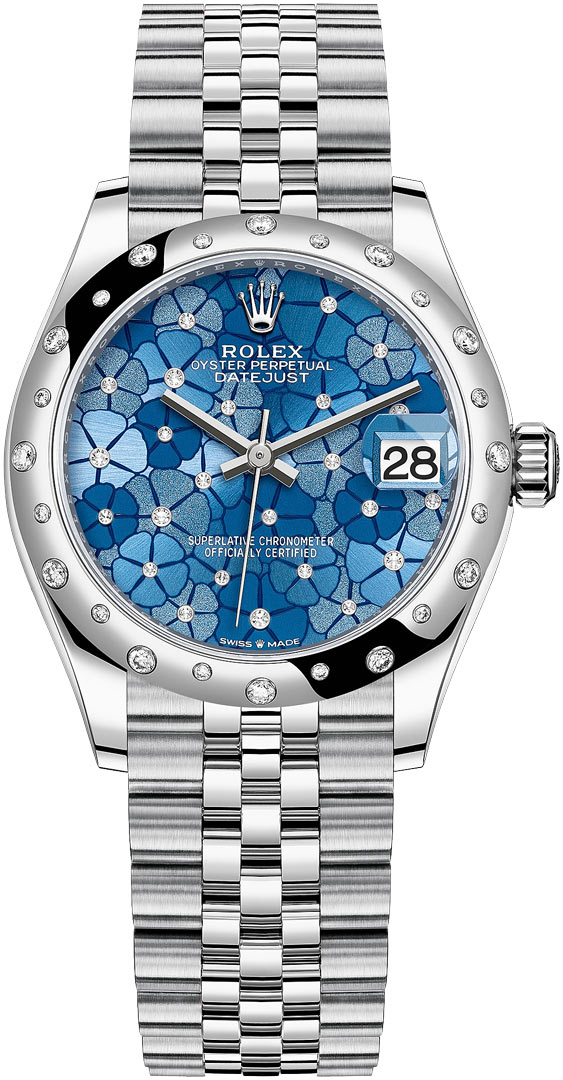 Datejust 31mm Stainless Steel 278344rbr Azzurro Blue Floral Jubilee