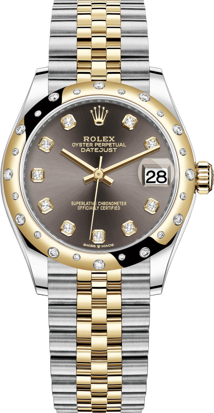 Datejust 31mm Stainless Steel and Yellow Gold 278343RBR Grey Diamond Jubilee