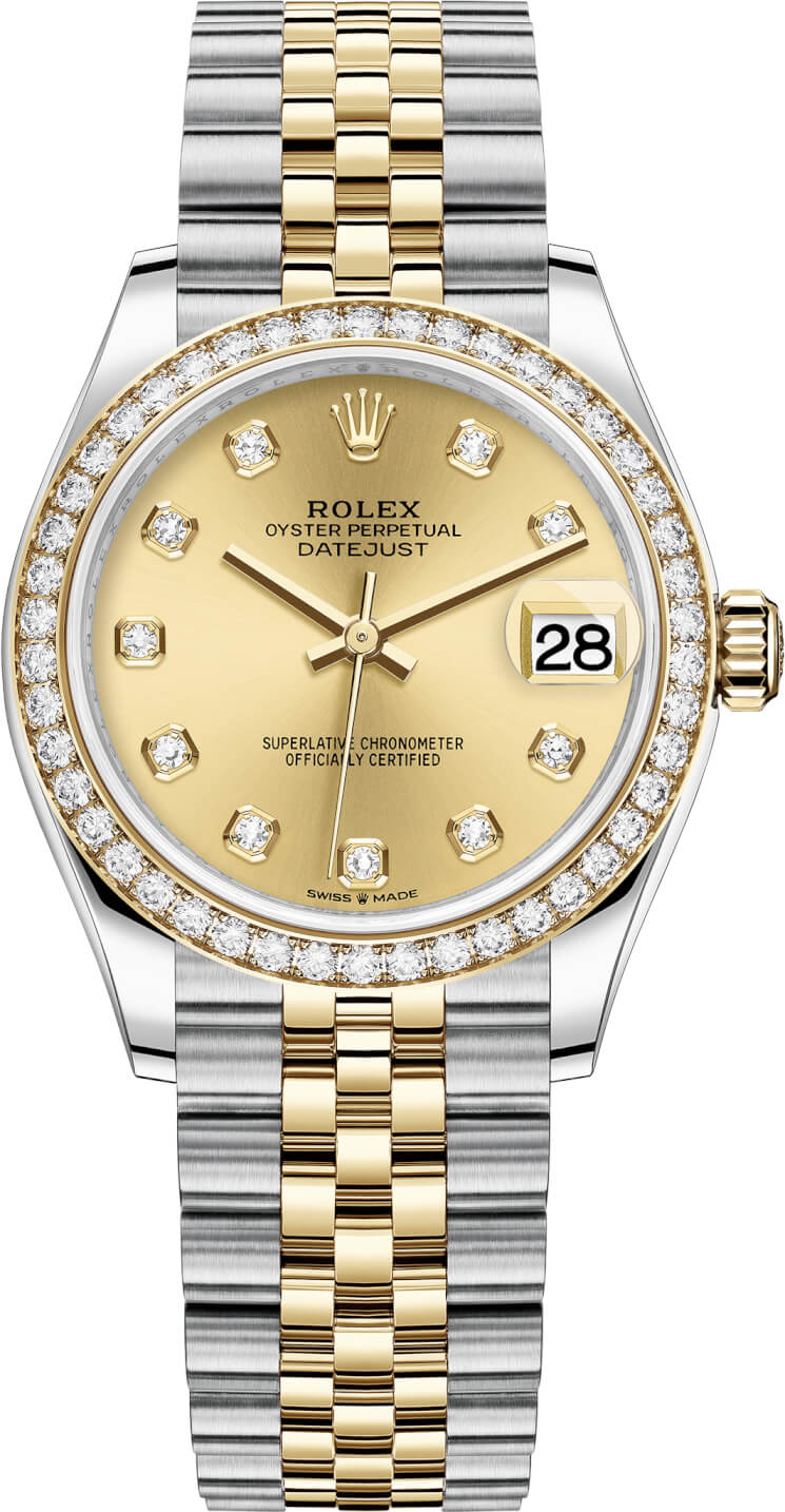 Datejust 31mm Stainless Steel and Yellow Gold 278383RBR Champagne Diamond Jubilee