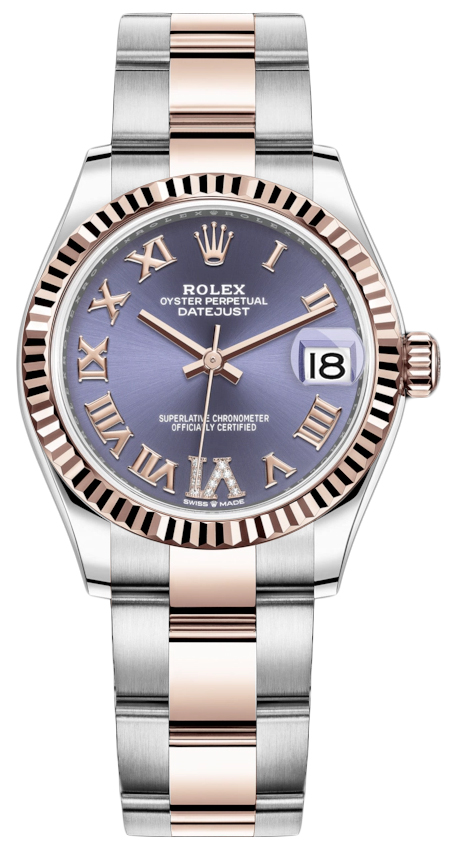 Datejust 31mm Stainless Steel and Rose Gold 278271 Aubergine Roman VI Oyster