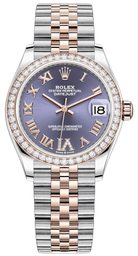 Datejust 31mm Stainless Steel and Rose Gold 278381rbr Aubergine VI Roman Jubilee