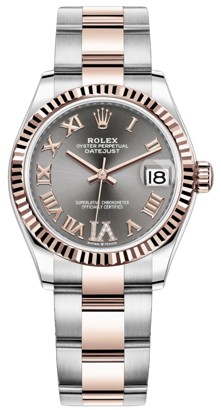 Datejust 31mm Stainless Steel and Rose Gold 278271 Rhodium Roman VI Oyster