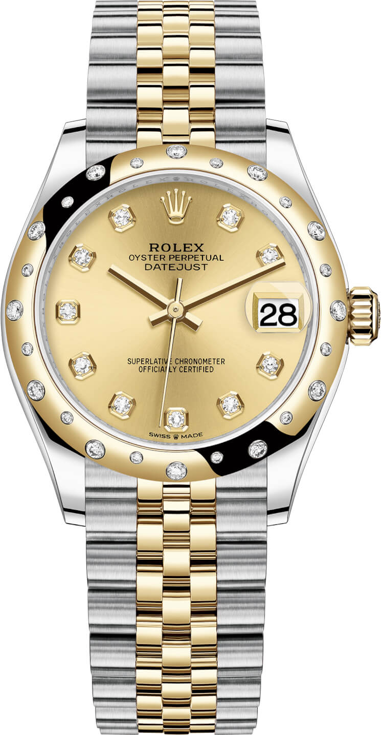 Datejust 31mm Stainless Steel and Yellow Gold 278343RBR Champagne Diamond Jubilee