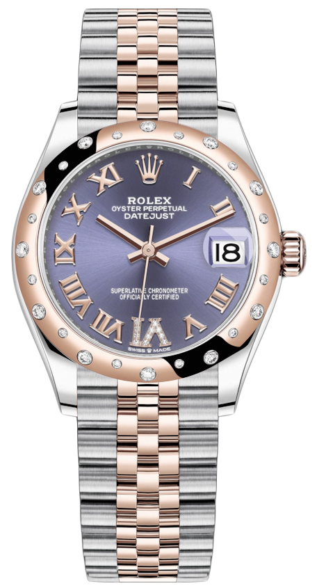 Datejust 31mm Stainless Steel and Rose Gold 278341RBR Aubergine VI Roman Jubilee