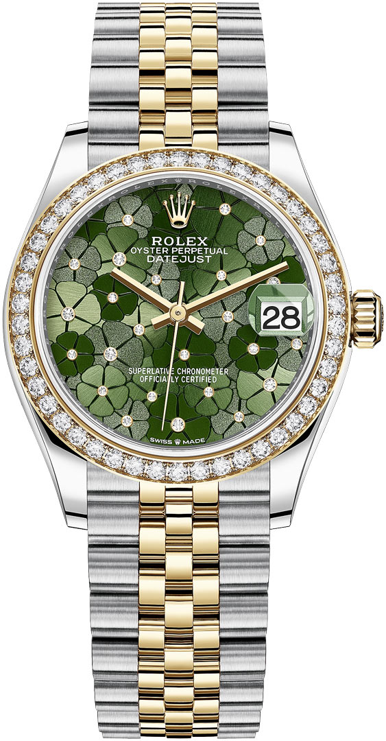 Datejust 31mm Stainless Steel and Yellow Gold 278383RBR Olive Green Floral Jubilee