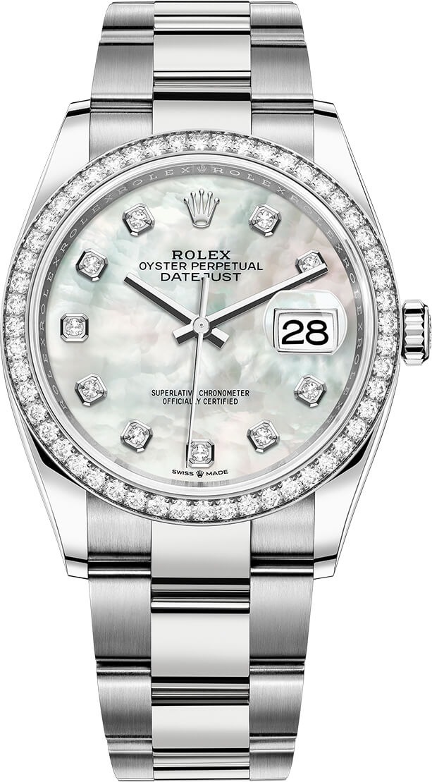 Datejust 36mm Stainless Steel 126284RBR White MOP Diamond Oyster