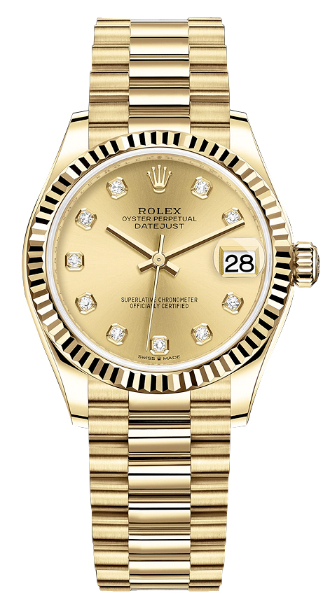 Datejust 31mm Yellow Gold 278278 Champagne Diamond President