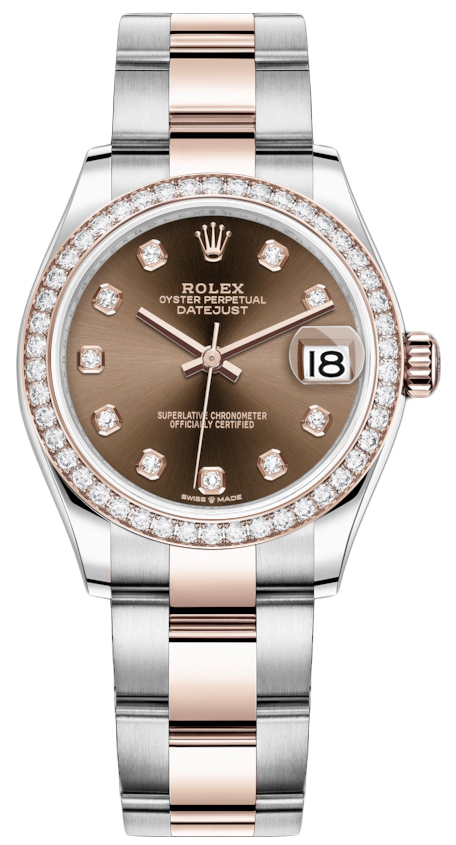 Datejust 31mm Stainless Steel and Rose Gold 278381rbr Chocolate Diamond Oyster