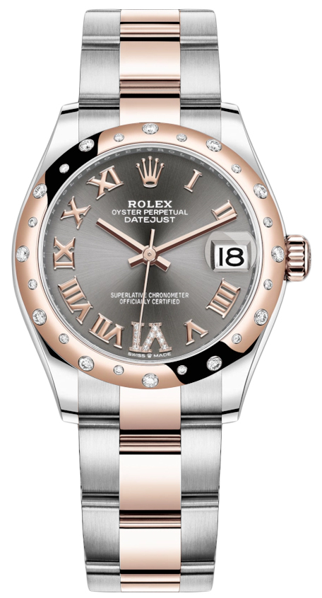 Datejust 31mm Stainless Steel and Rose Gold 278341RBR Rhodium VI Roman Oyster