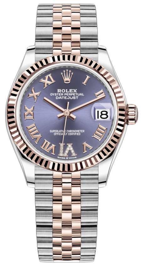 Datejust 31mm Stainless Steel and Rose Gold 278271 Aubergine Roman VI Jubilee