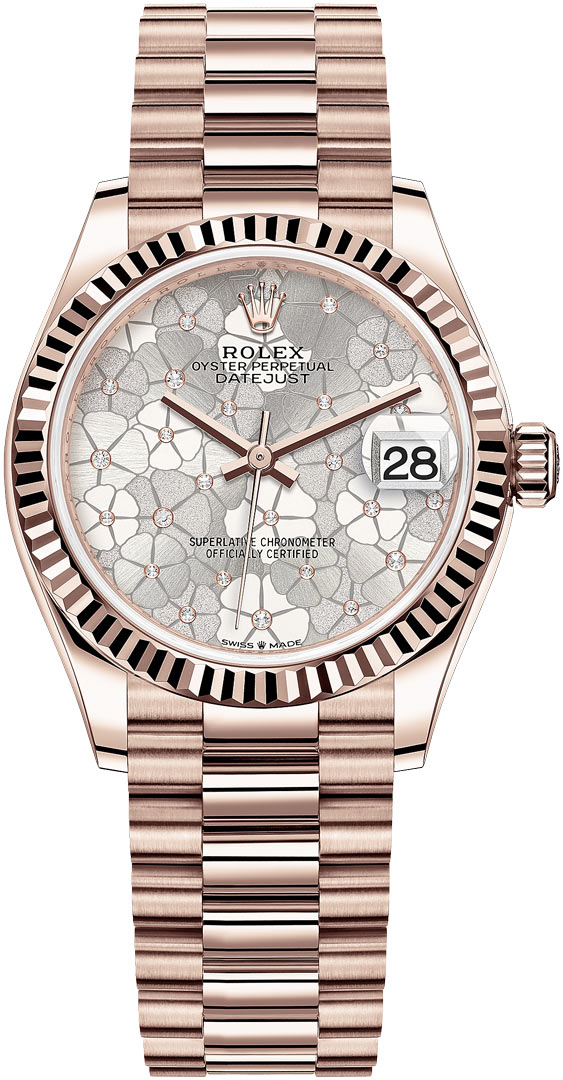 Datejust 31mm Everose Gold 278275 Silver Floral President