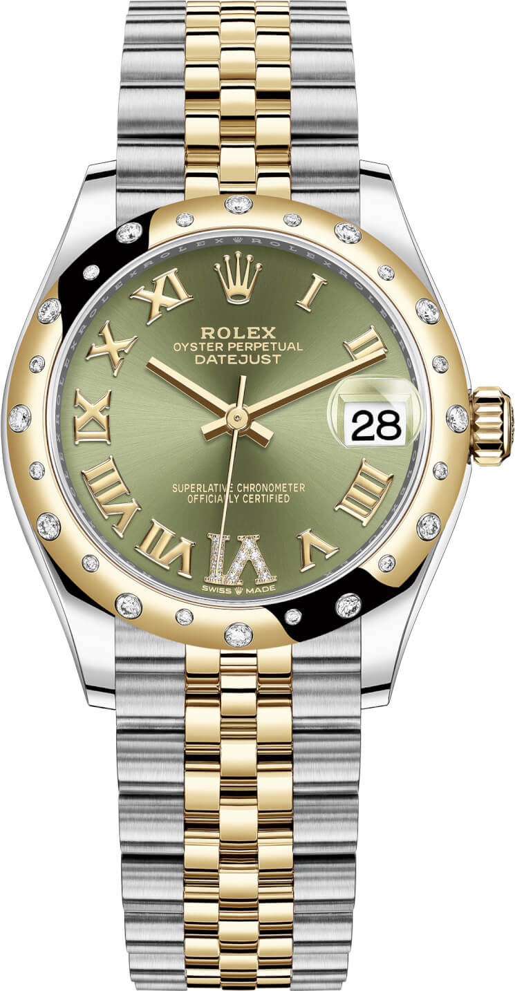Datejust 31mm Stainless Steel and Yellow Gold 278343RBR Green VI Roman Jubilee
