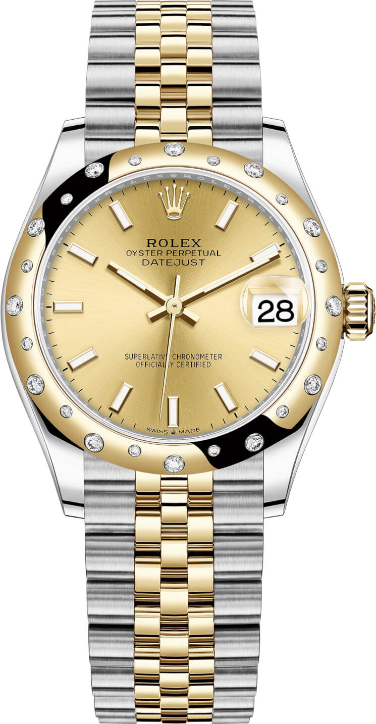 Datejust 31mm Stainless Steel and Yellow Gold 278343RBR Champagne Index Jubilee