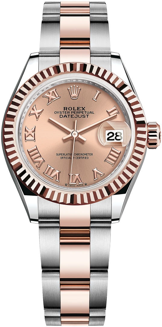 Lady Datejust 28mm Stainless Steel and Everose Gold 279171 Rose Roman Oyster