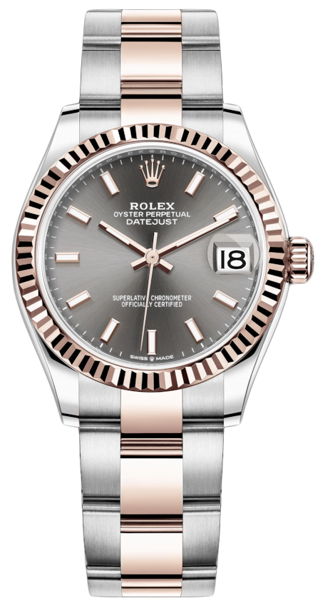 Datejust 31mm Stainless Steel and Rose Gold 278271 Rhodium Index Oyster