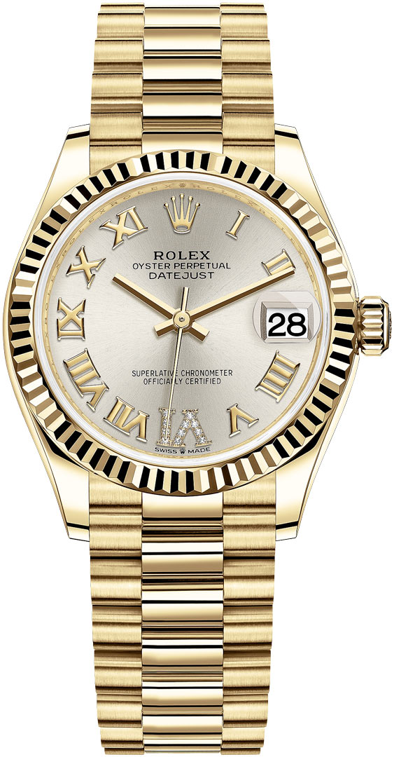 Datejust 31mm Yellow Gold 278278 Silver Roman VI President
