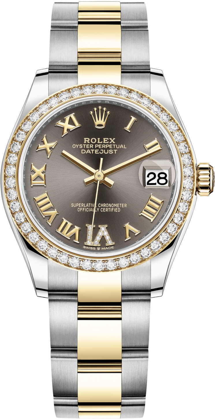 Datejust 31mm Stainless Steel and Yellow Gold 278383RBR Grey VI Roman Oyster