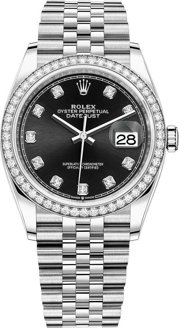 Datejust 36mm Stainless Steel 126284RBR Black Diamond Jubilee
