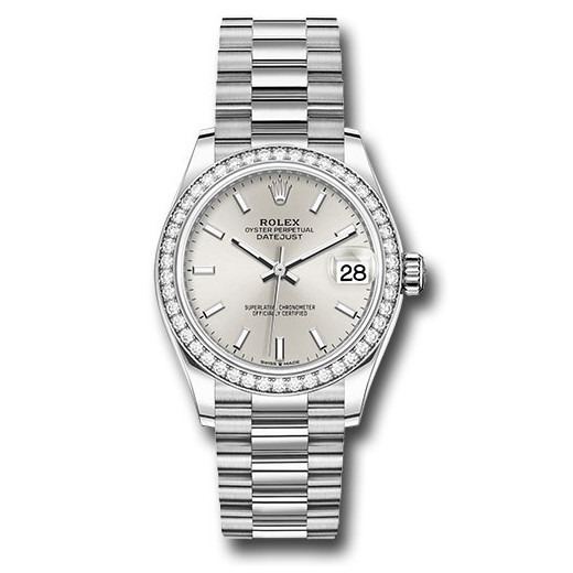 Datejust 31mm White Gold 278289RBR Silver Index President