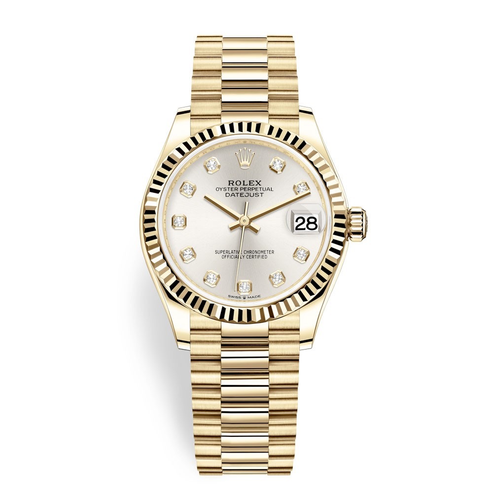 Datejust 31mm Yellow Gold 278278 Silver Diamond President