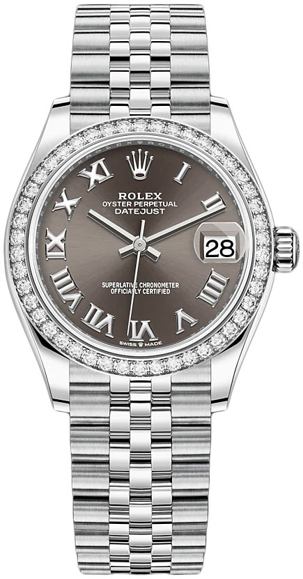 Datejust 31mm Stainless Steel 278384rbr Dark Grey Roman Jubilee