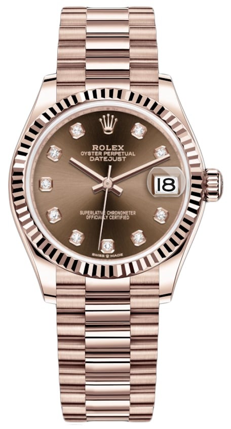Datejust 31mm Everose Gold 278275 Chocolate Diamond President
