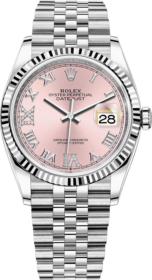Datejust 36mm Stainless Steel 126234 Pink Roman VI IX Jubilee