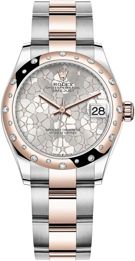 Datejust 31mm Stainless Steel and Rose Gold 278341RBR Silver Floral Oyster