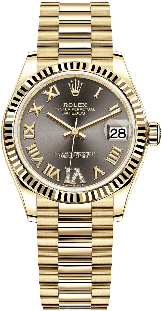 Datejust 31mm Yellow Gold 278278 Dark Grey Roman VI President