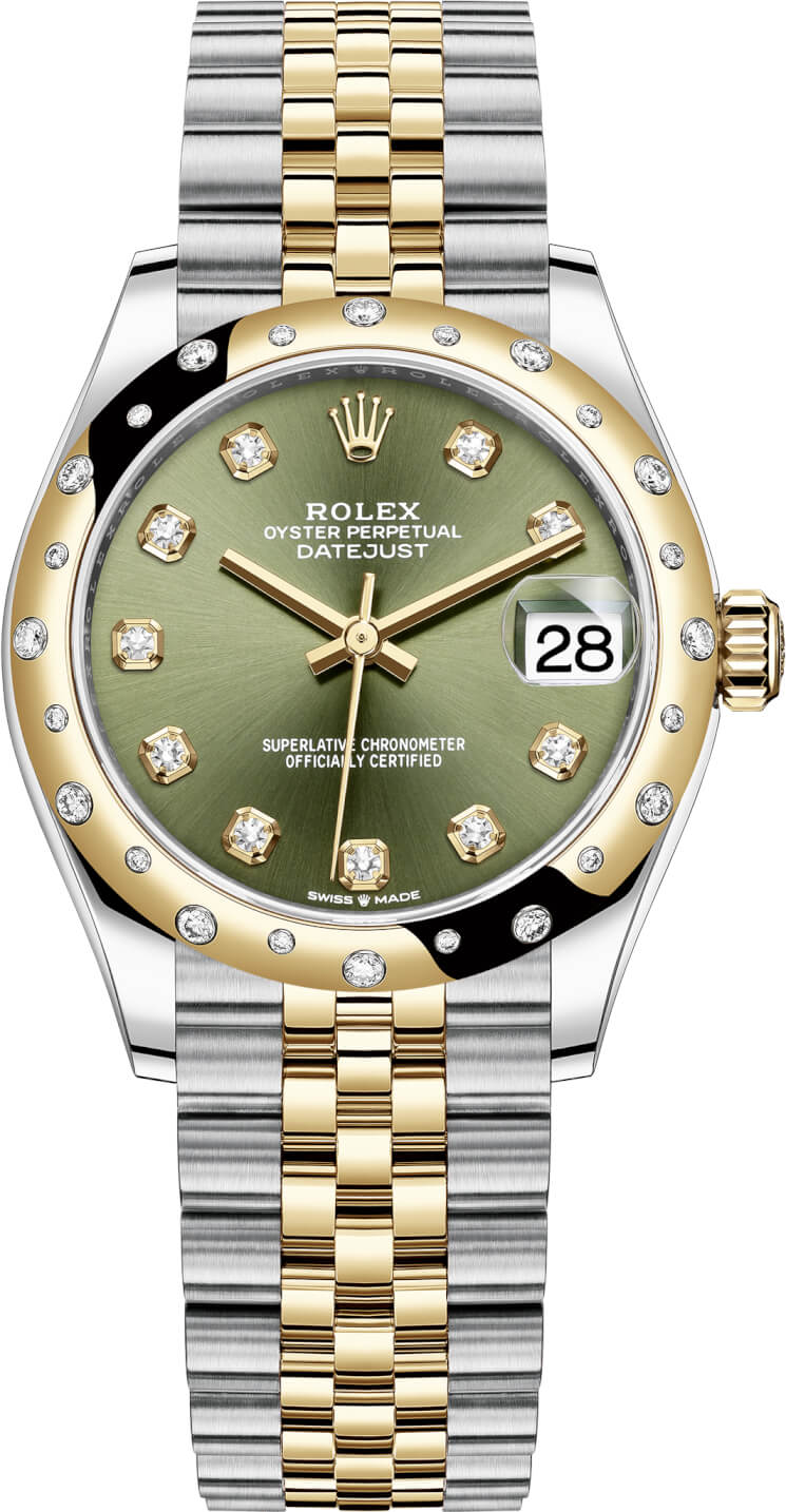 Datejust 31mm Stainless Steel and Yellow Gold 278343RBR Green Diamond Jubilee