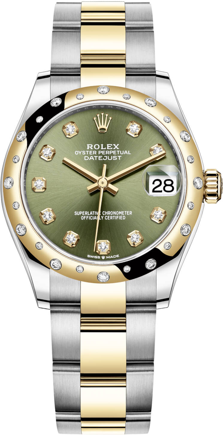 Datejust 31mm Stainless Steel and Yellow Gold 278343RBR Green Diamond Oyster