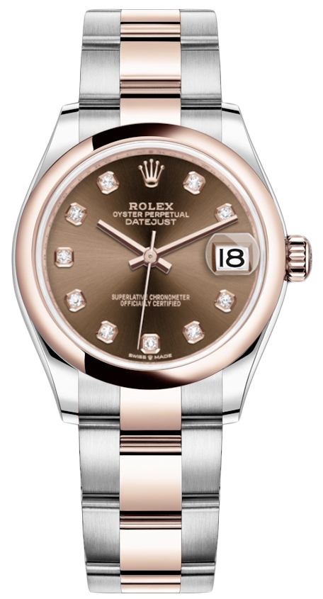 Datejust 31mm Stainless Steel and Rose Gold 278241 Chocolate Diamond Oyster