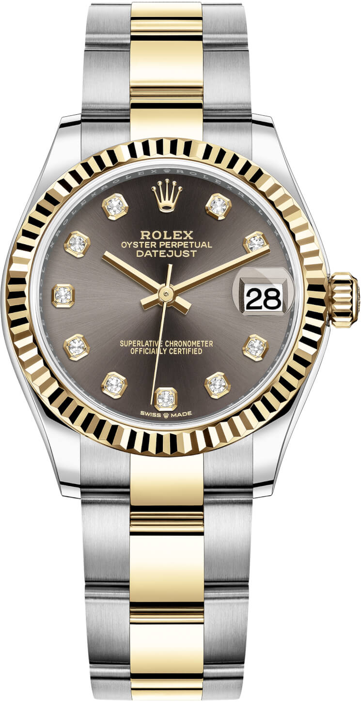Datejust 31mm Stainless Steel and Yellow Gold 278273 Grey Diamond Oyster