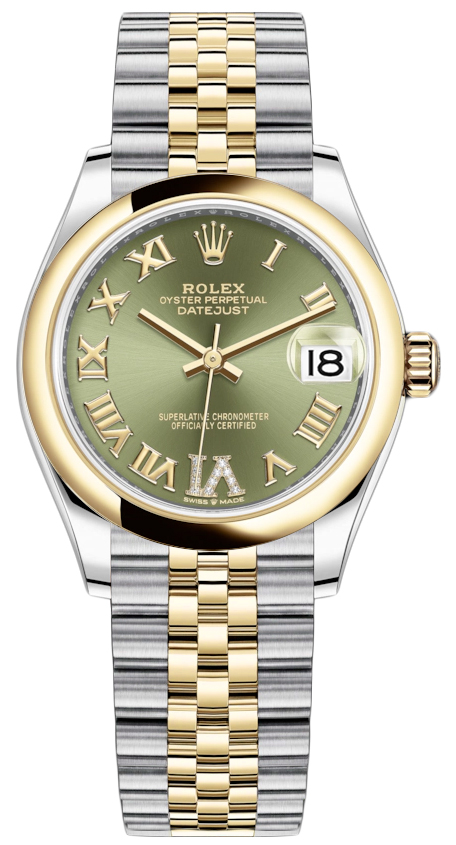 Datejust 31mm Stainless Steel and Yellow Gold 278243 Green VI Roman Jubilee