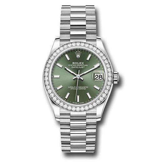 Datejust 31mm White Gold 278289RBR Mint Green Index President